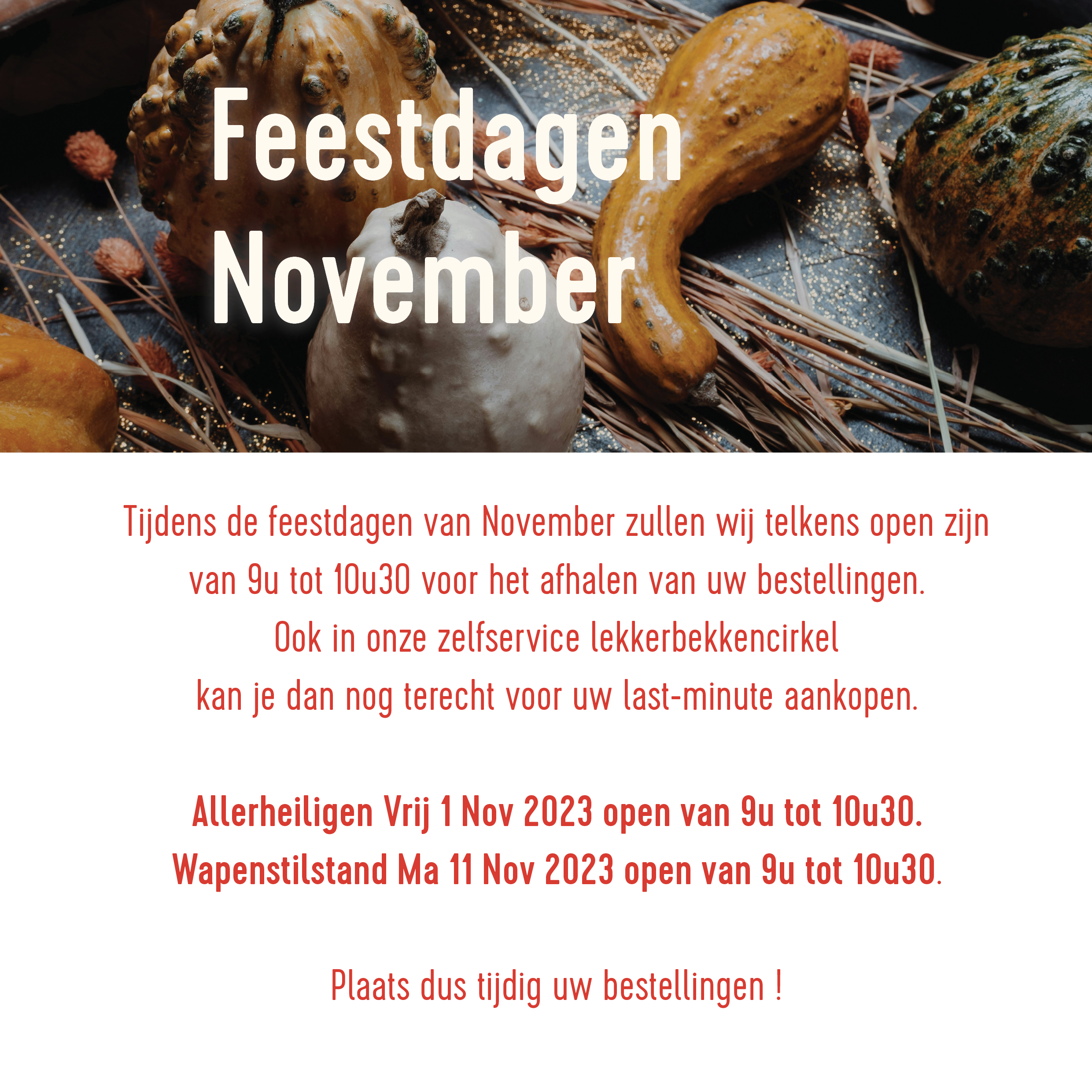 FEESTDAGEN NOVEMBER